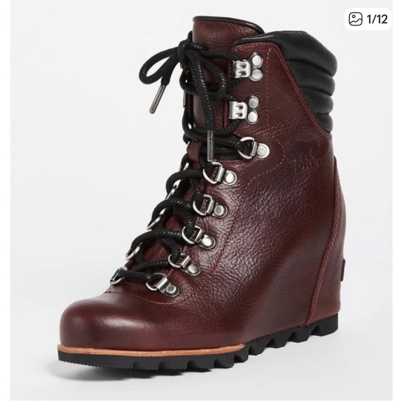 SOREL CONQUEST WEDGE BOOTIES LUX RED 7.5 - Picture 1 of 13